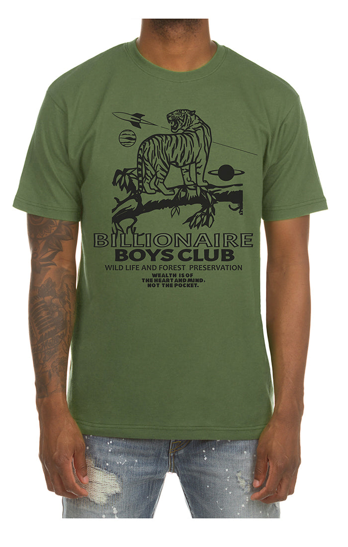 Front View of the Billionaire Boys Club Wildlife SS Tee in Olive Green