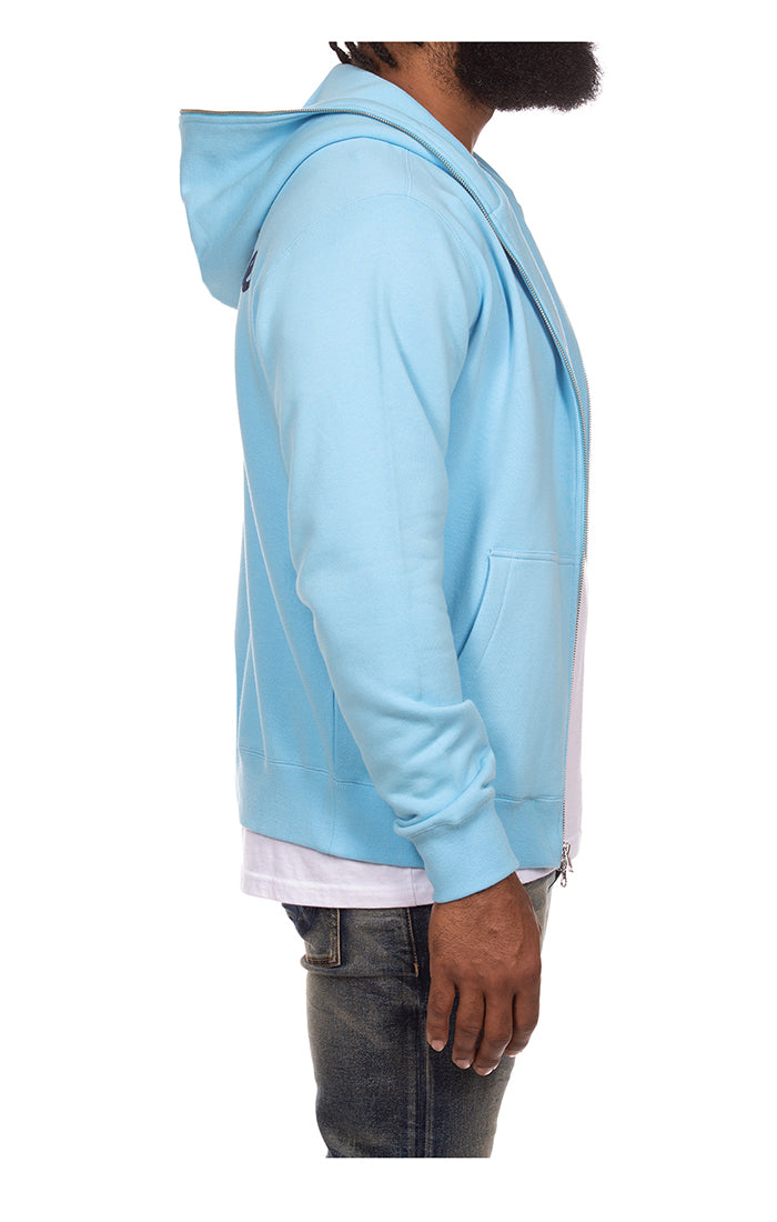 Right Side View of the Billionaire Boys Club Zip Helmet Hoodie in Baltic Sea