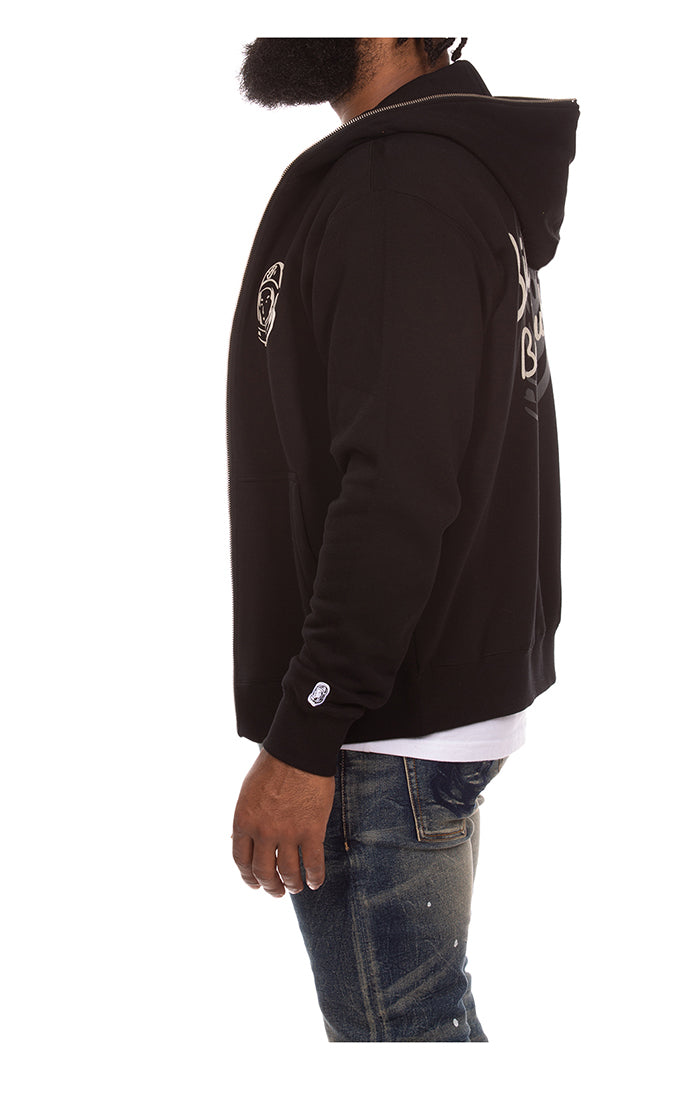 Left View of the Billionaire Boys Club Zip Helmet Hoodie in Black