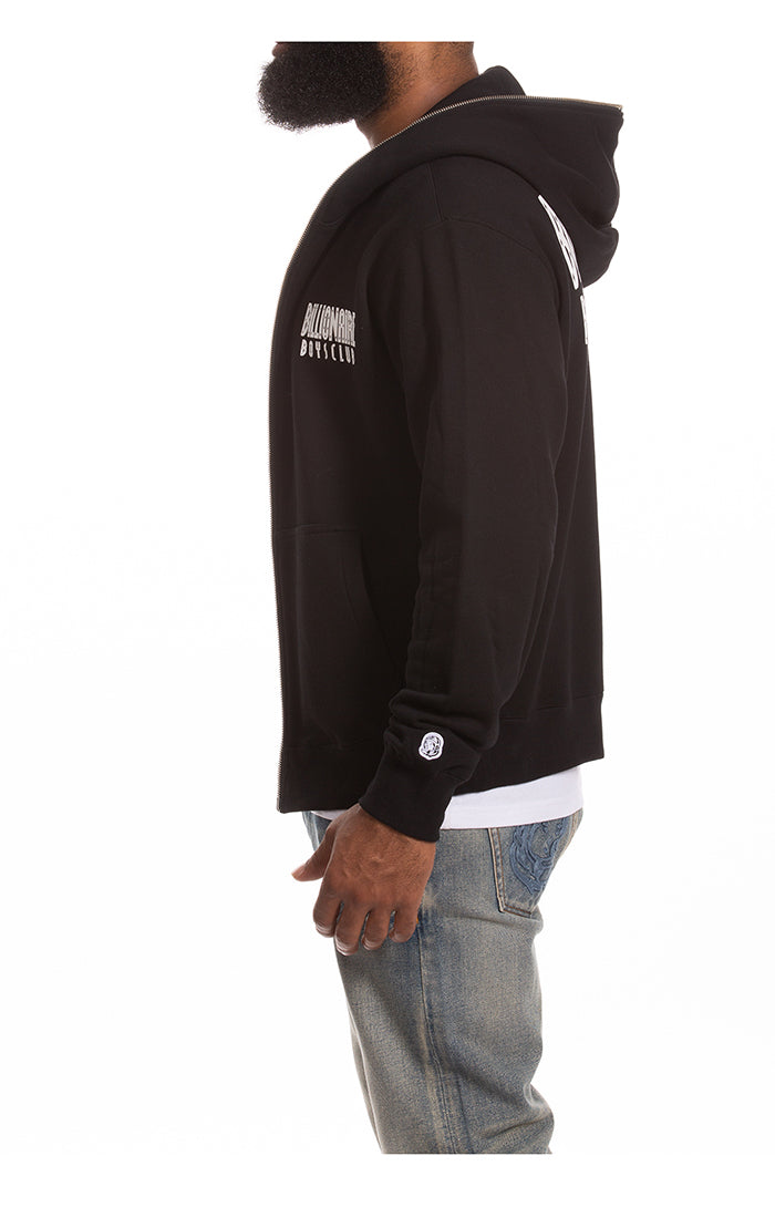 Left Side View of the Billionaire Boys Club BB Astro Zip Hoodie in Black