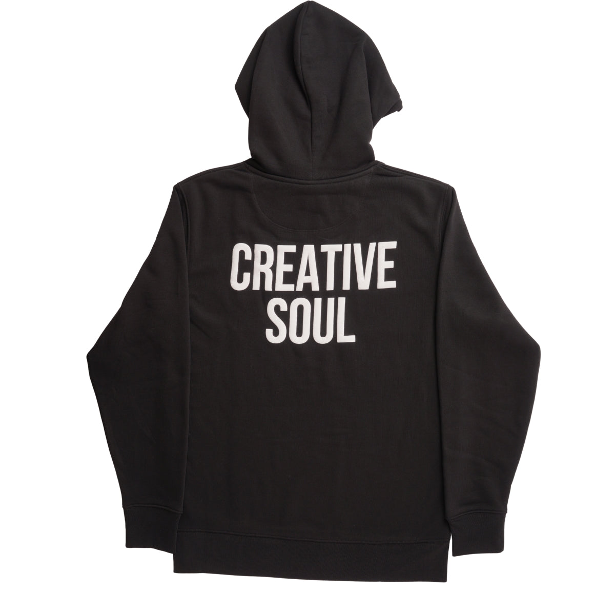 Back View of the Creative Soul Stacked Logo Hoodie in Black