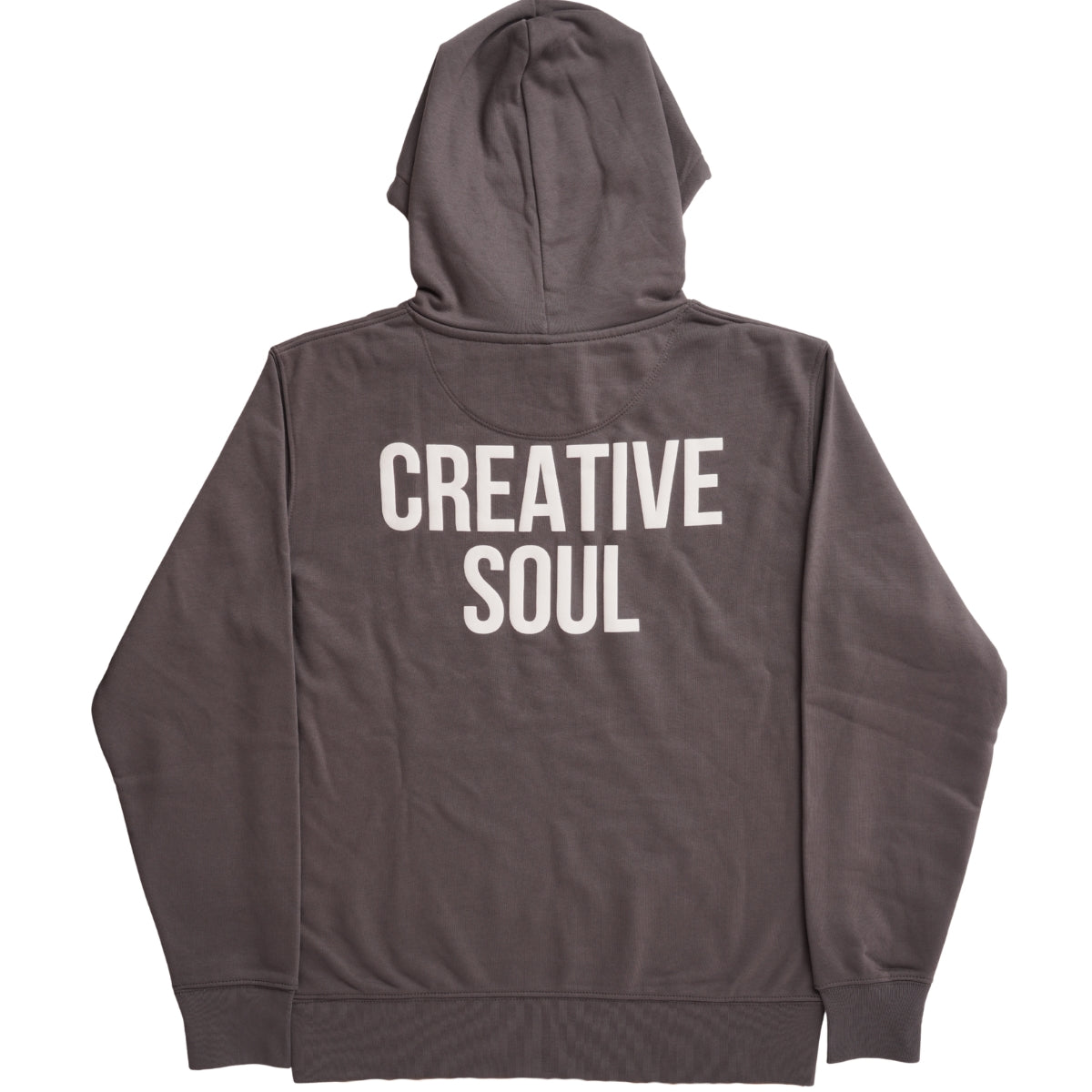 Back View of the Creative Soul Stacked Logo Hoodie in Grey