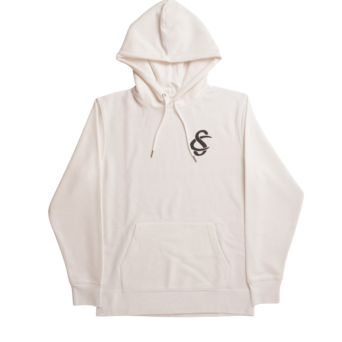 Front View of the Creative Soul Stacked Logo Hoodie in Off White