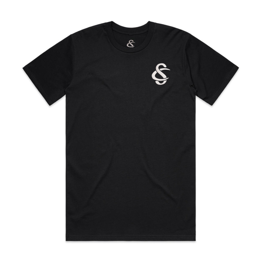 Front View of the Creative Soul Stacked Logo T-Shirt in Black