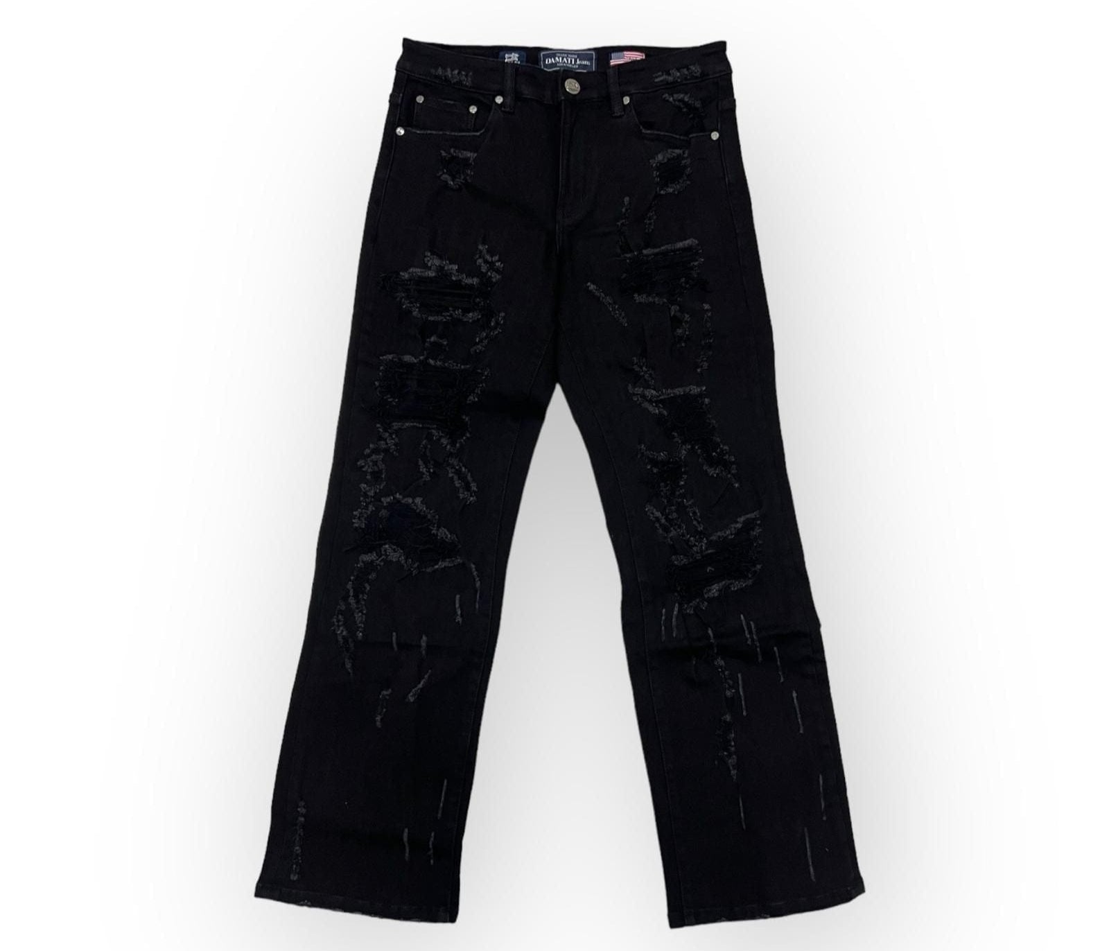 Damati Jeans 30 / JET BLACK STRAPPATO PREMIUM  STRAIGHT TAPER  DENIM