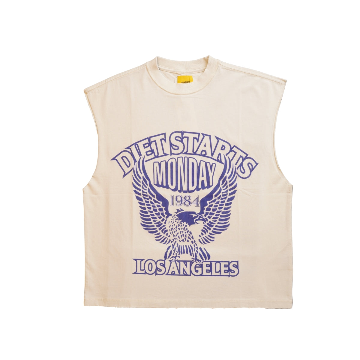 Front View of the Diet Starts Monday Eagle 84 Cut Off Tee - Antique White