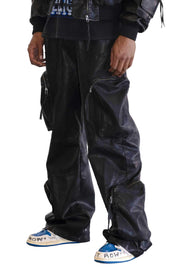 First Row UTILITY MA-1 WASHED LEATHER PANTS