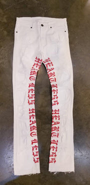 Focus Jeans 32 / White/Red Heartless Flare Stack