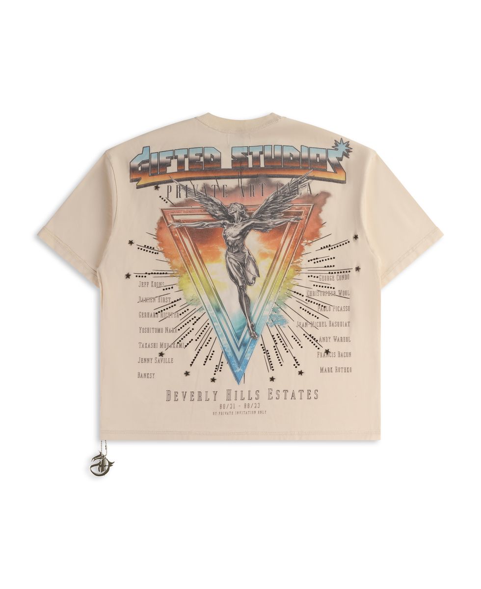 Front View of the Private Gallery Bone Tee by GFTD LA