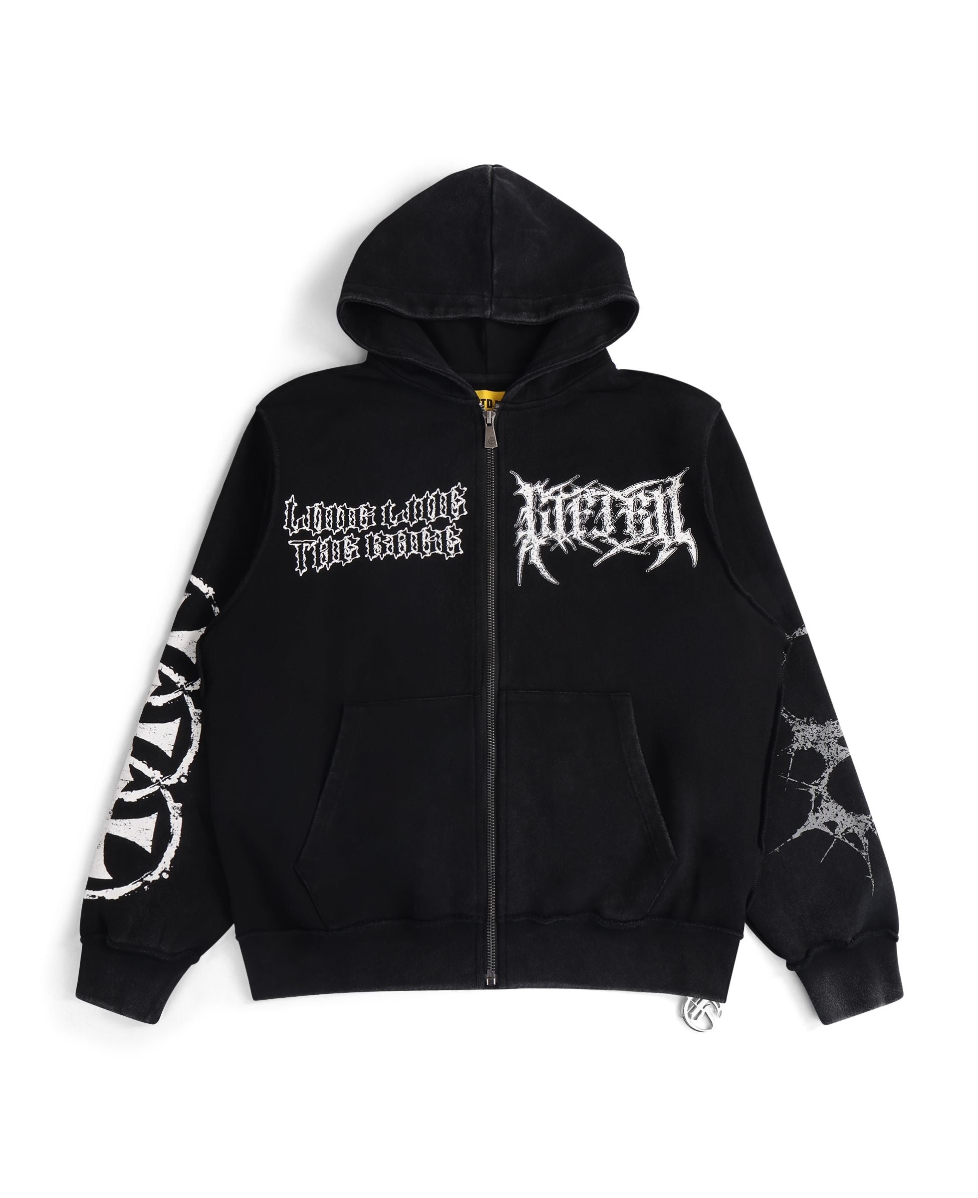 Front View of the RAGE BLK HOODY by GFTD LA