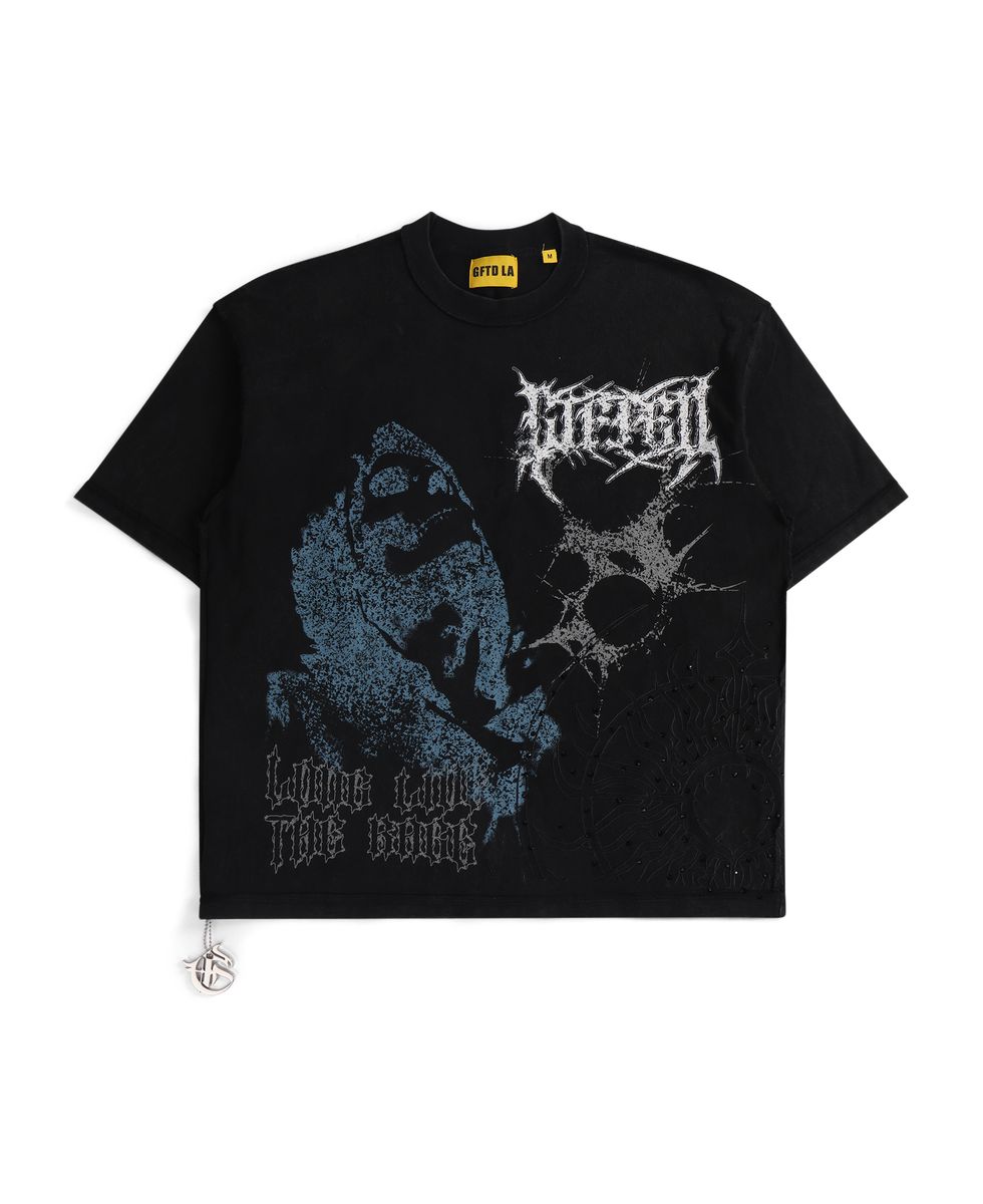 Front View of the Rage Blk Tee by GFTD LA