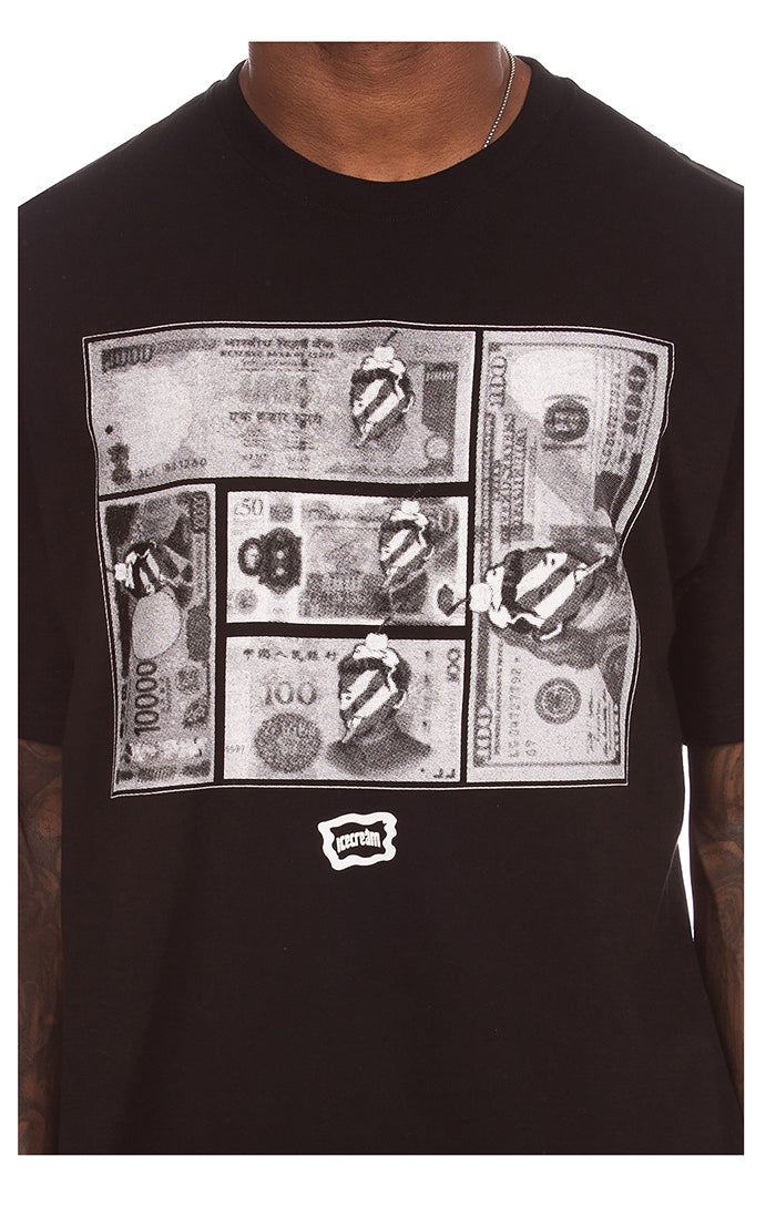 Close Up Front View of the IceCream Cash SS Tee in Black