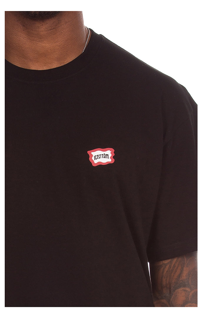 Close Up Front View of the IceCream Nyquil SS Tee in Black