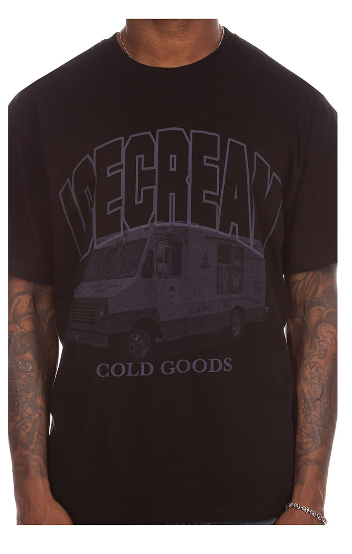 Close Up Front View of the IceCream Ride SS Tee in Black