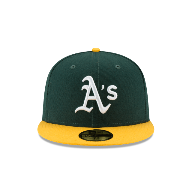 Front View of the New Era Acperf Oakath HM 2017 Men's Oakland Athletics Cap