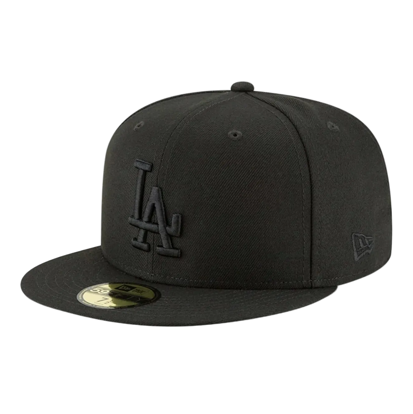 Front Left View of the New Era Dodgers 2025 World Series Champions Black on Black 59FIFTY Fitted