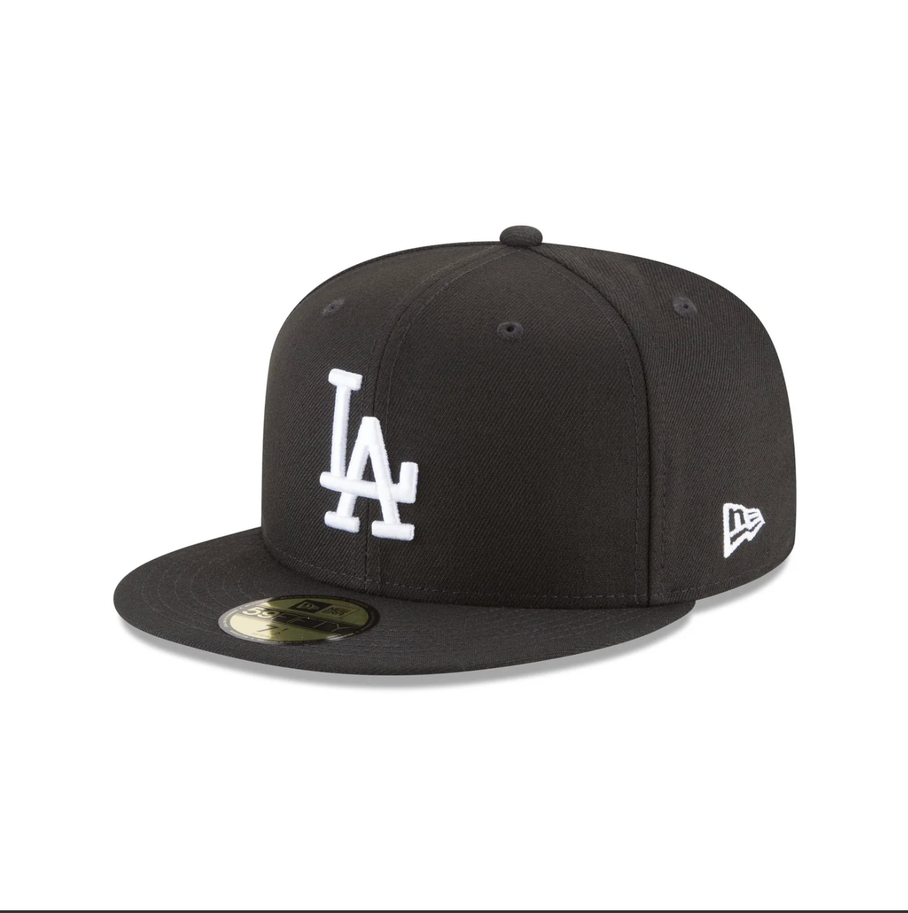 Front Left View of the New Era Dodgers 2025 World Series Champions Black & White 59FIFTY Fitted