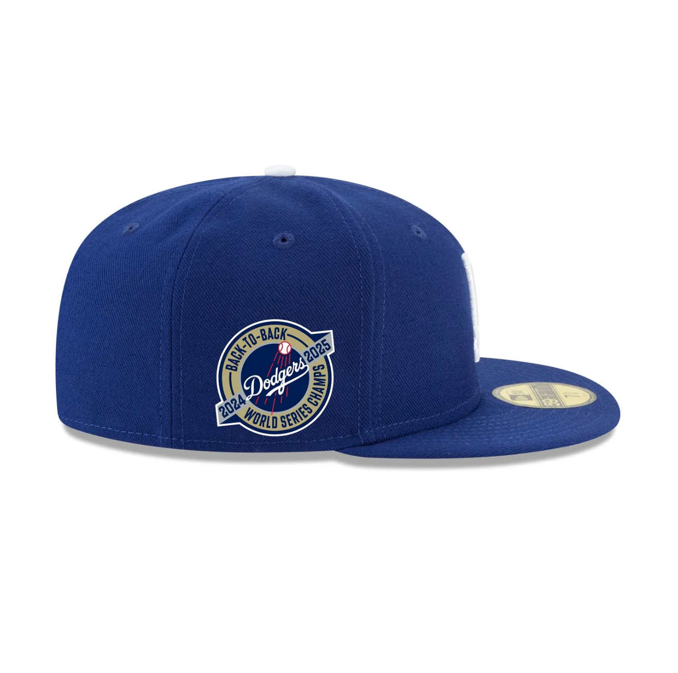 Right Side View of the New Era Dodgers Back-to-Back World Series Champions 59FIFTY Fitted