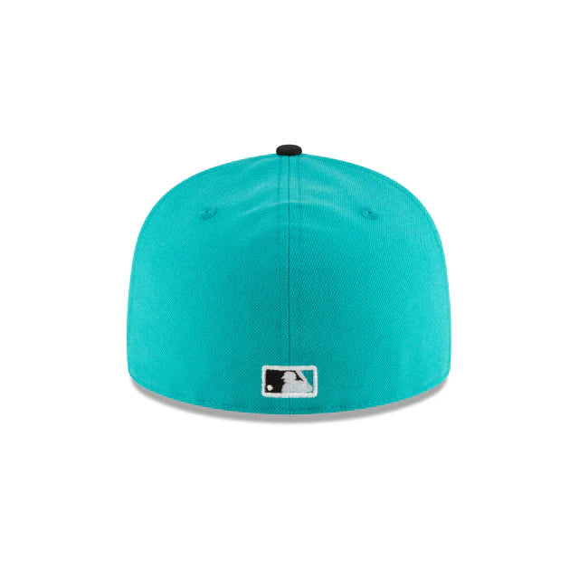 Back View of Batterman Logo on Florida Marlins World Series Teal Wool 59FIFTY Fitted