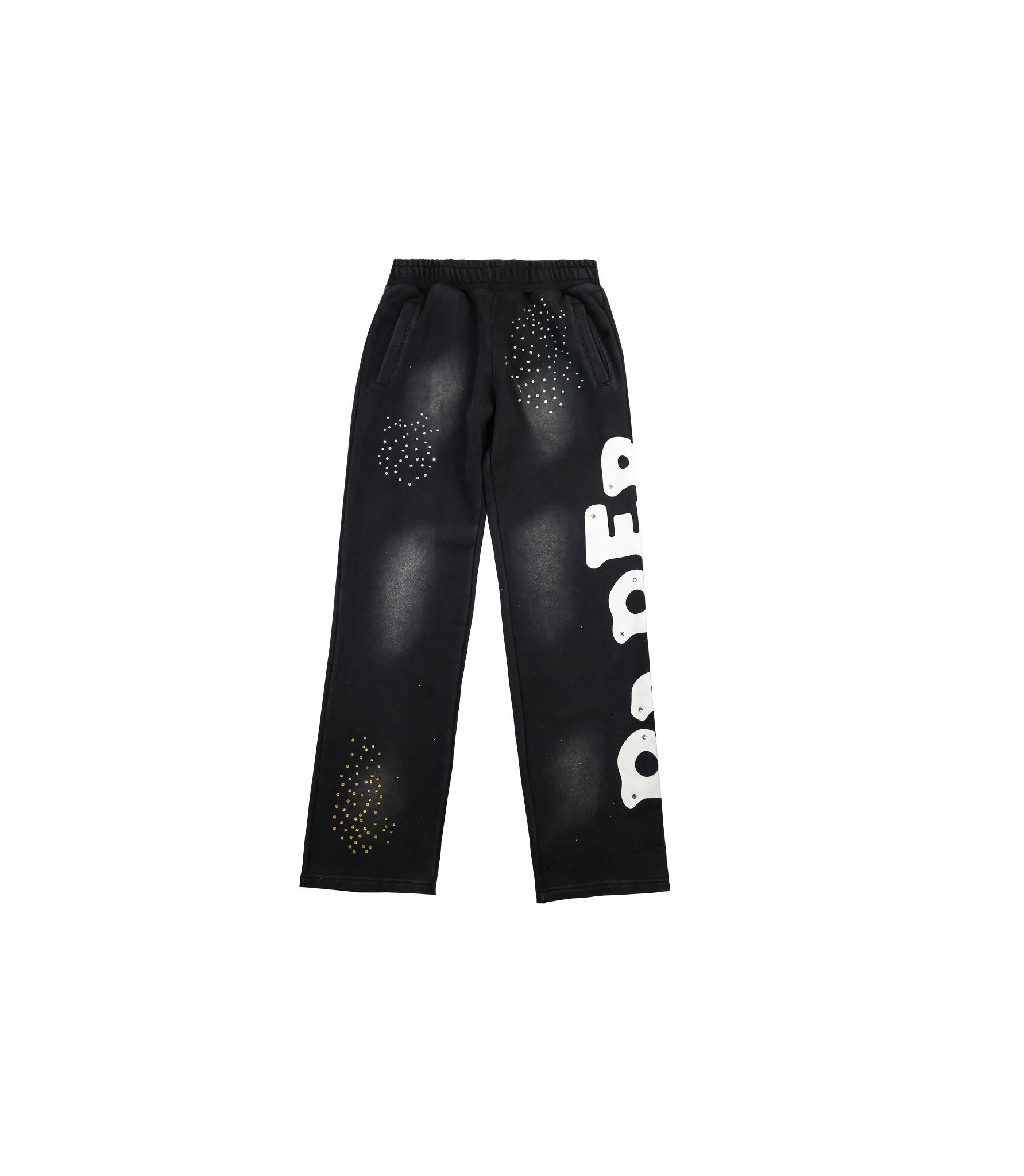 Front View of the Paper Money PAPER SWEATPANTS in Black