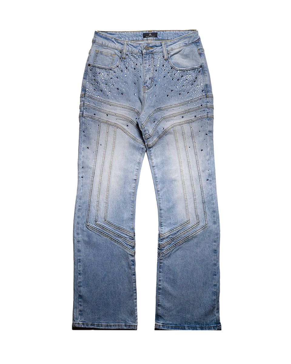 Front View of the Paper Money RAVER Jeans in Blue