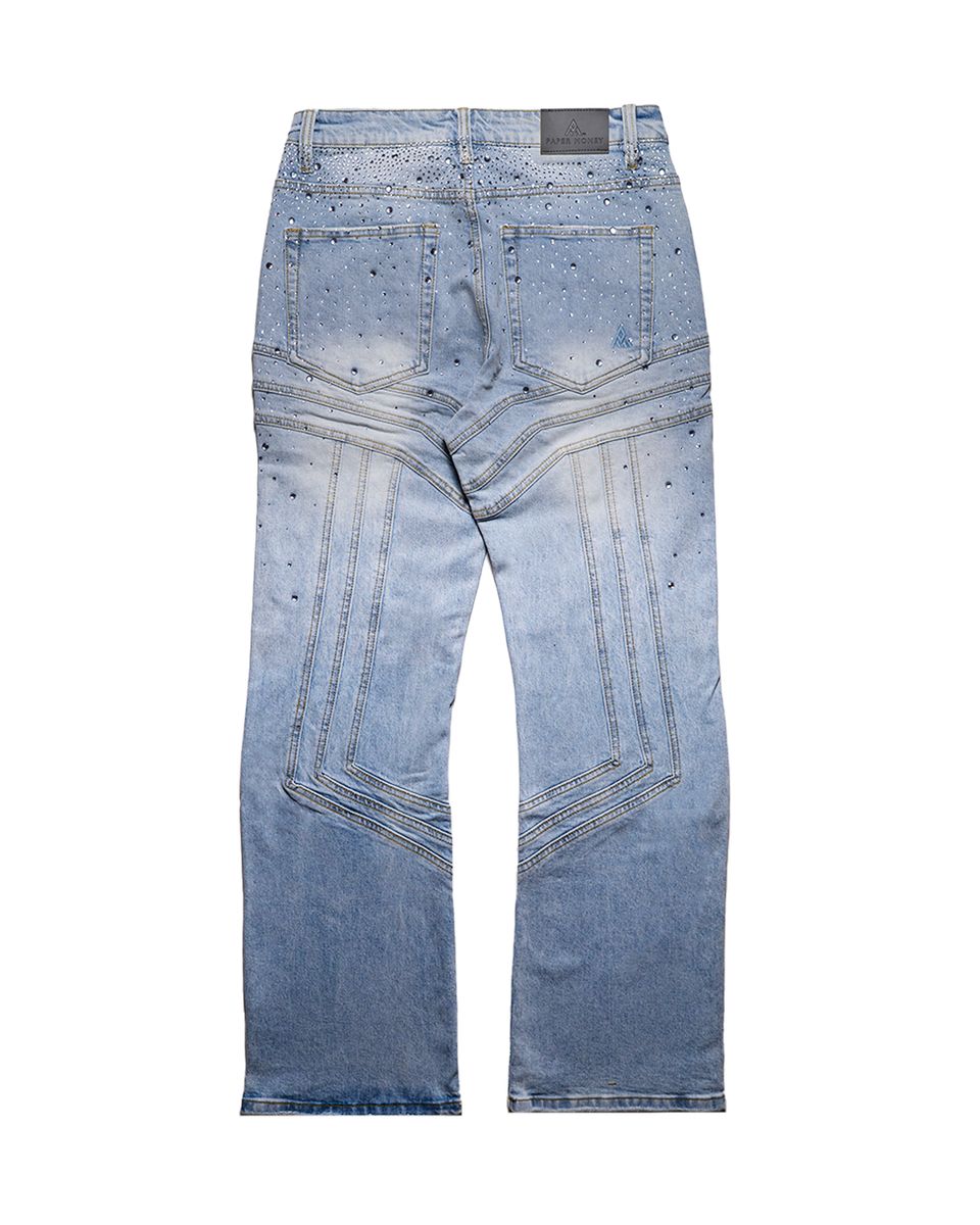 Back View of the Paper Money RAVER Jeans in Blue
