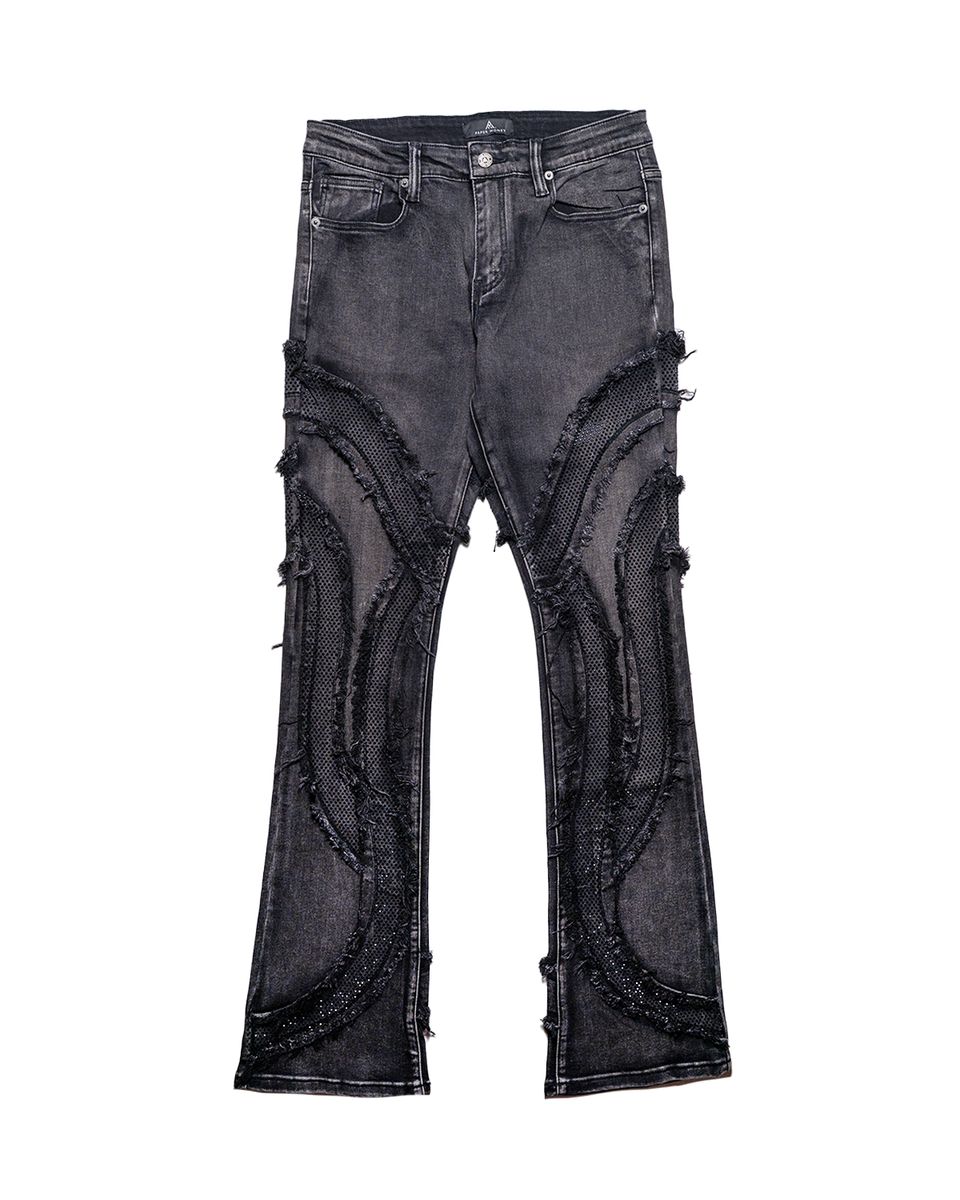 Front View of the Paper Money REBEL Jeans in Black