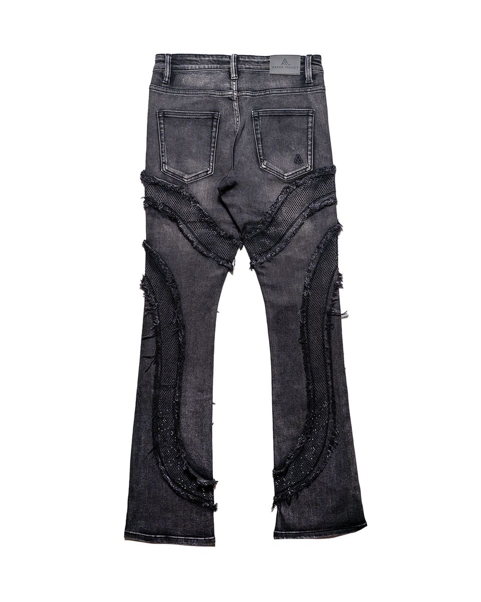 Back View of the Paper Money REBEL Jeans in Black