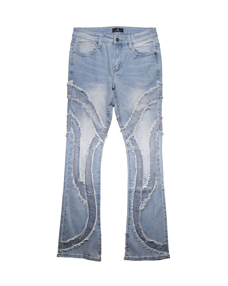Front View of the Paper Money REBEL Jeans in Blue