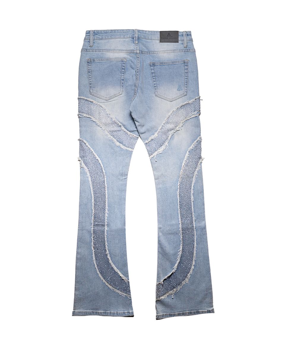 Back View of the Paper Money REBEL Jeans in Blue