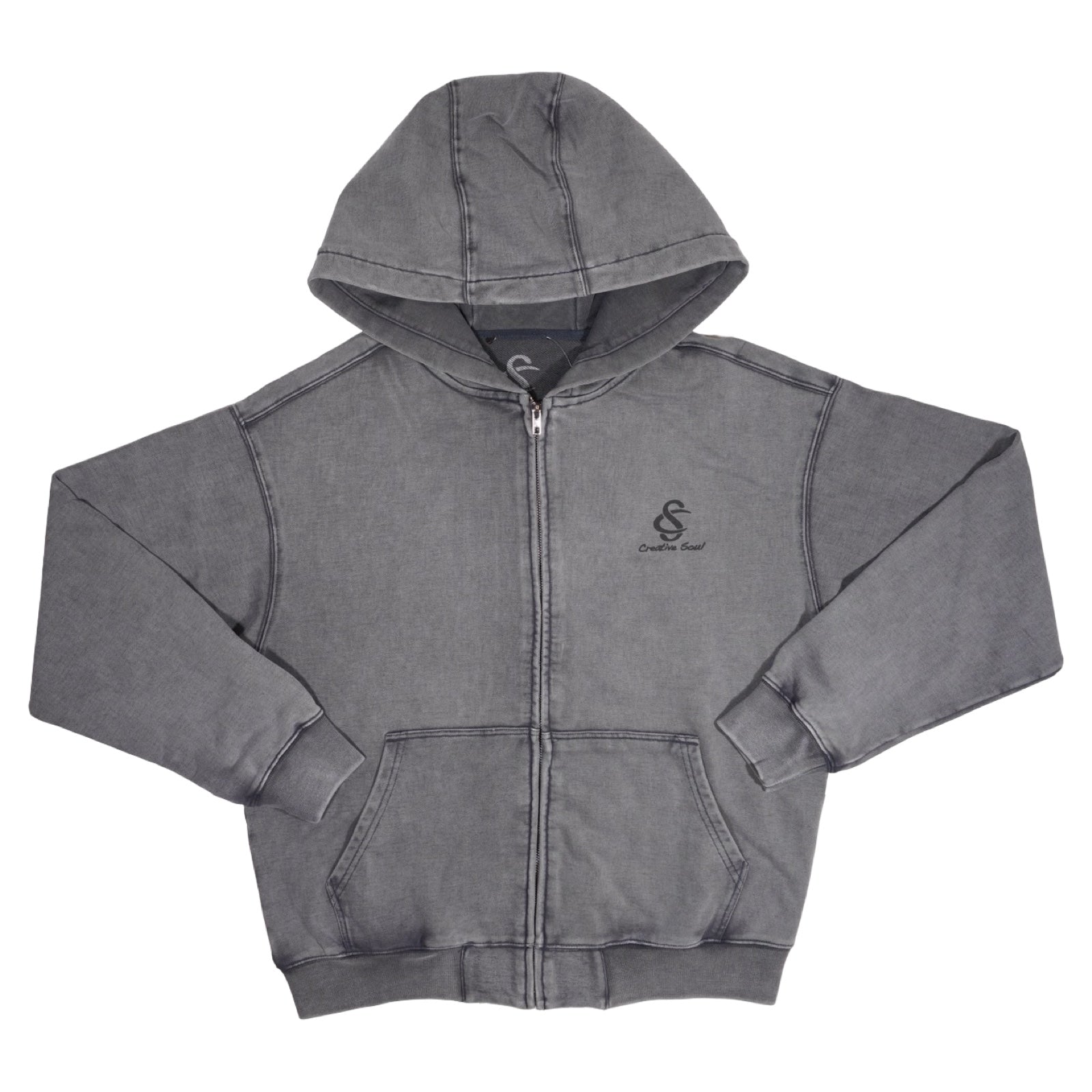 Essential Washed Zip-Up Hoodie