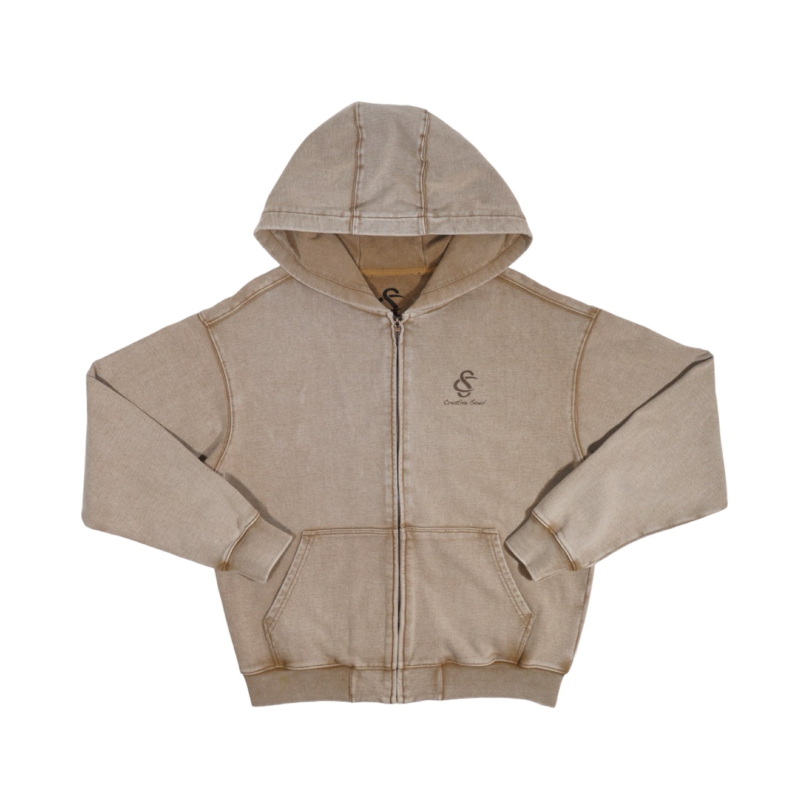 Essential Washed Zip-Up Hoodie-thumbmail-1