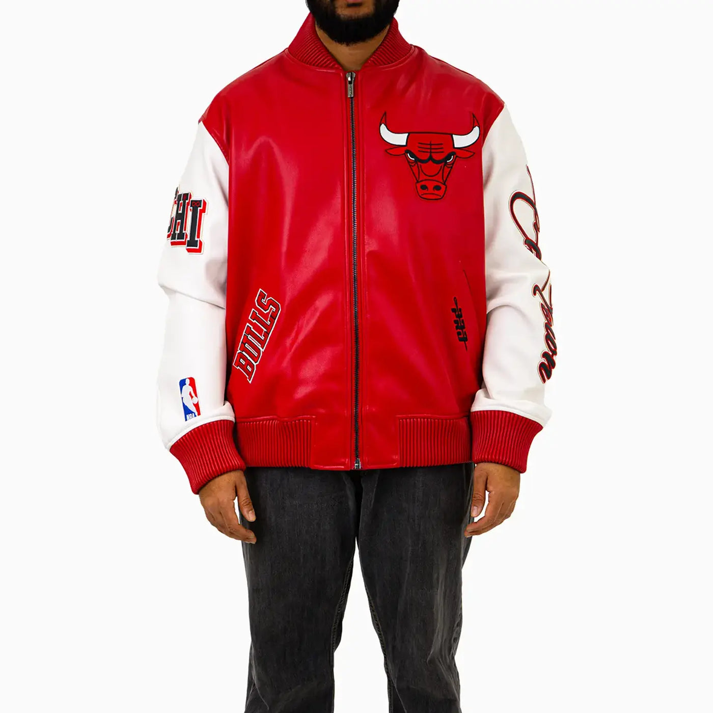 CHICAGO BULLS CITY SIGNATURE M LEATHER VARSITY JACKET