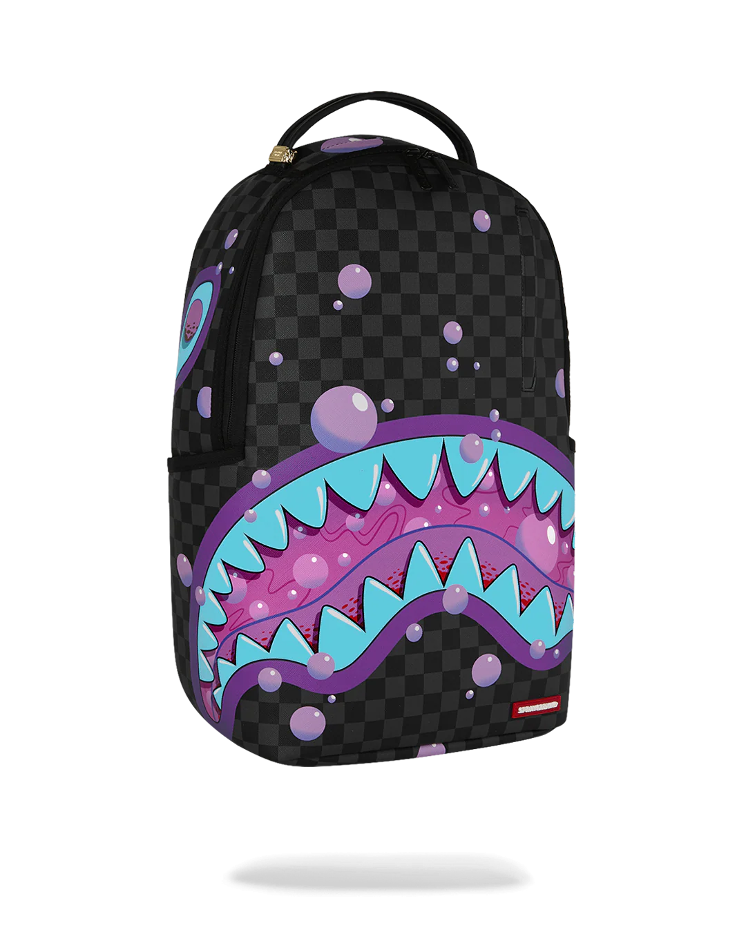 Front Left View of the Sprayground Purple Slime Takeover Backpack