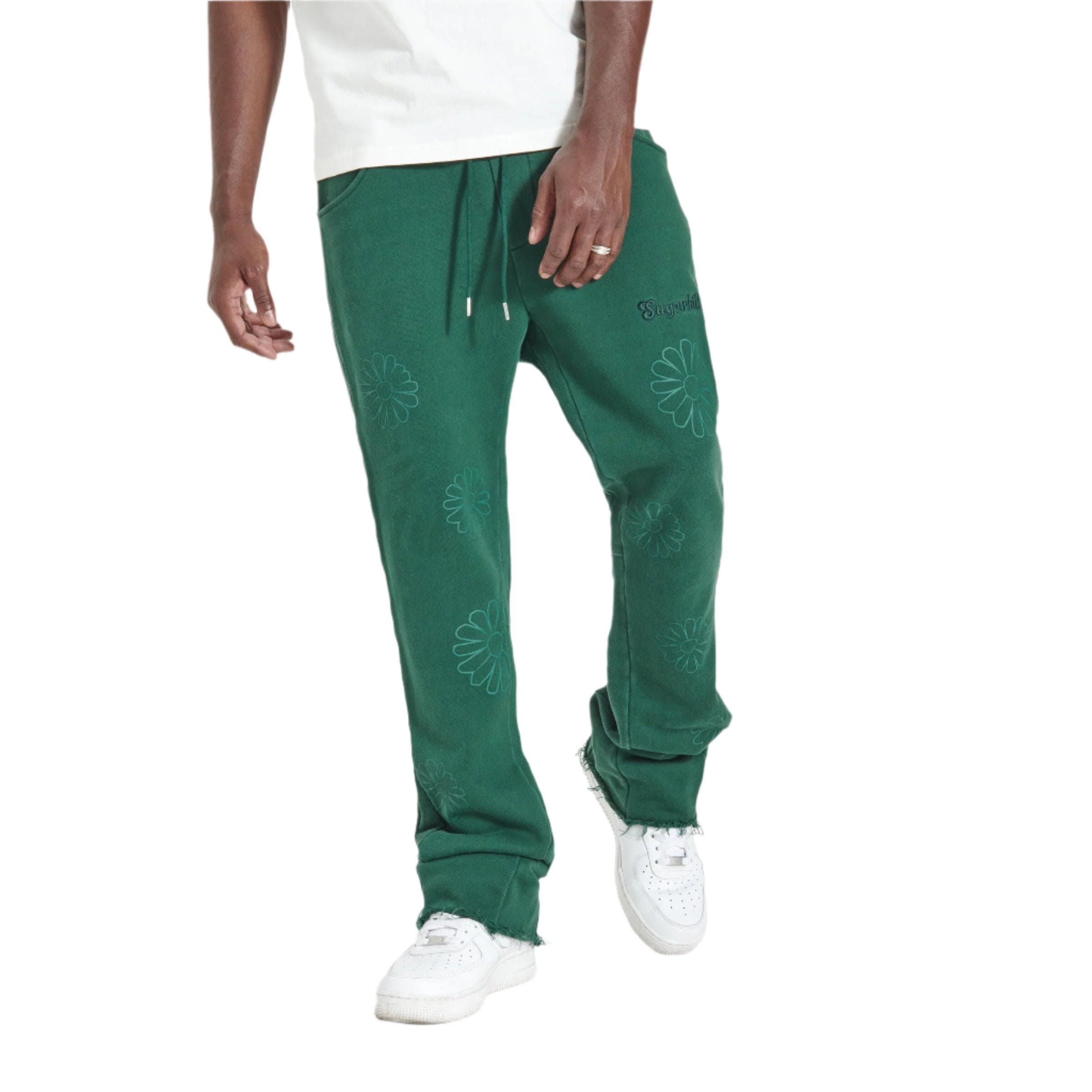 SugarHill S / DARK GREEN "JANIS" STACKED SWEATPANTS