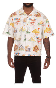 Front View of the Billionaire Boys Club BB Globetrotter S/S Woven in Gardenia