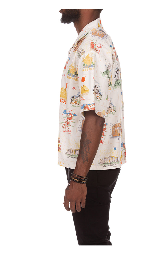 Left View of the Billionaire Boys Club BB Globetrotter S/S Woven in Gardenia