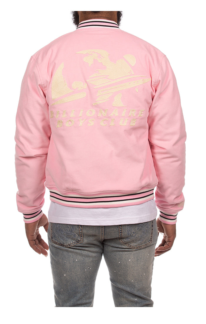 Back View of the Billionaire Boys Club bb space station jacket in Candy Pink
