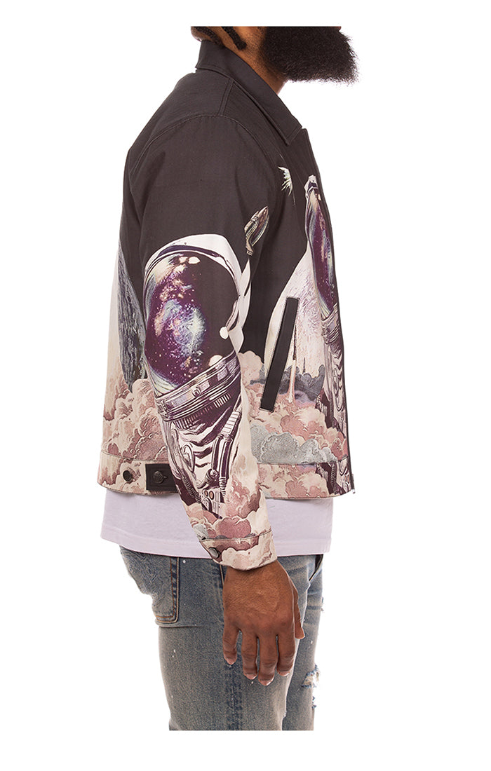 Right View of the Billionaire Boys Club bb flight jacket in black