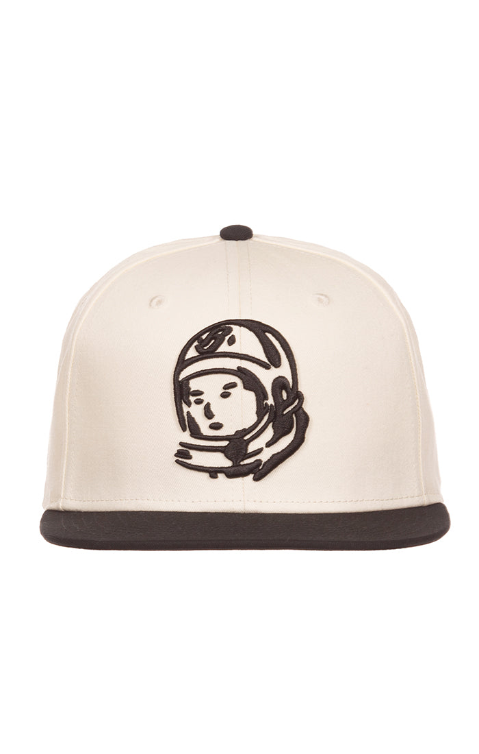 Front View of the Billionaire Boys Club bb two tone snap back hat in white
