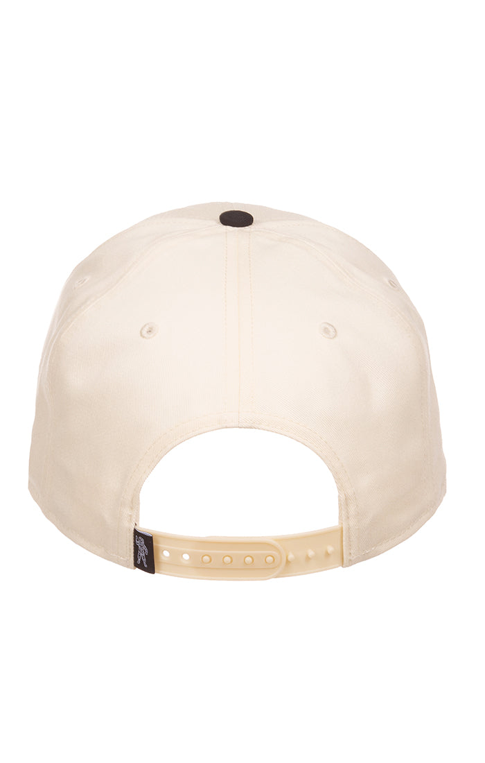 Back View of the Billionaire Boys Club bb two tone snap back hat in white