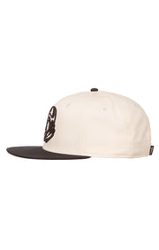 Left View of the Billionaire Boys Club bb two tone snap back hat in white