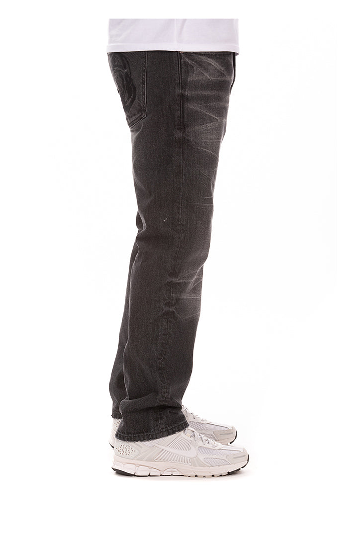 Right View of the Billionaire Boys Club bb dark orbit jeans (heart fit) in black abyss