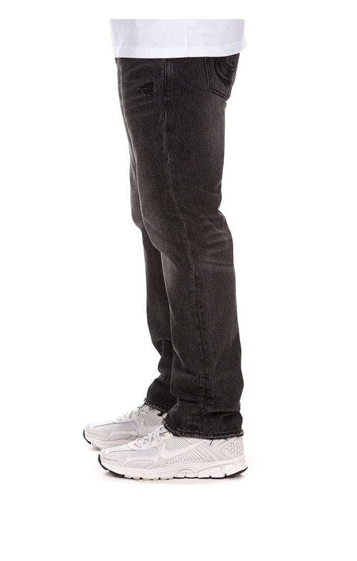 Left side View of the Billionaire Boys Club BB Eclipse Jeans (Heart Fit) in black mortar