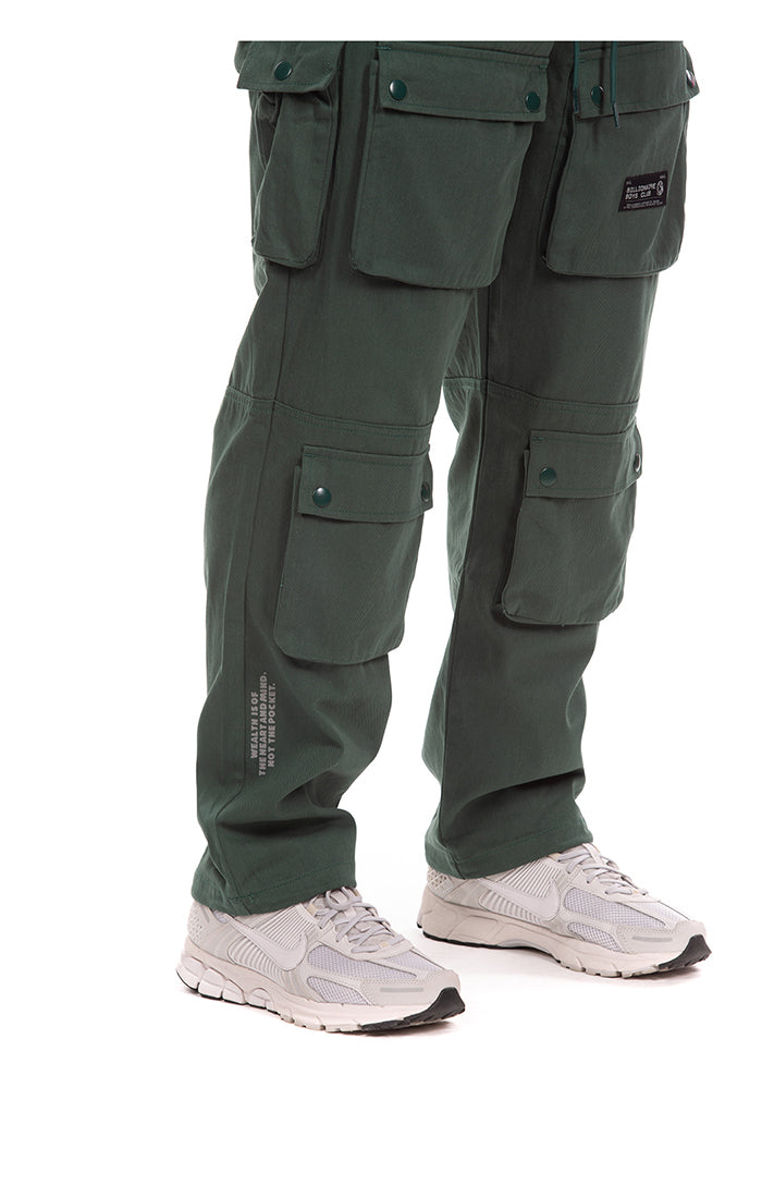 Front Right View of the Billionaire Boys Club BB Hemisphere Cargo Pants in rain forest