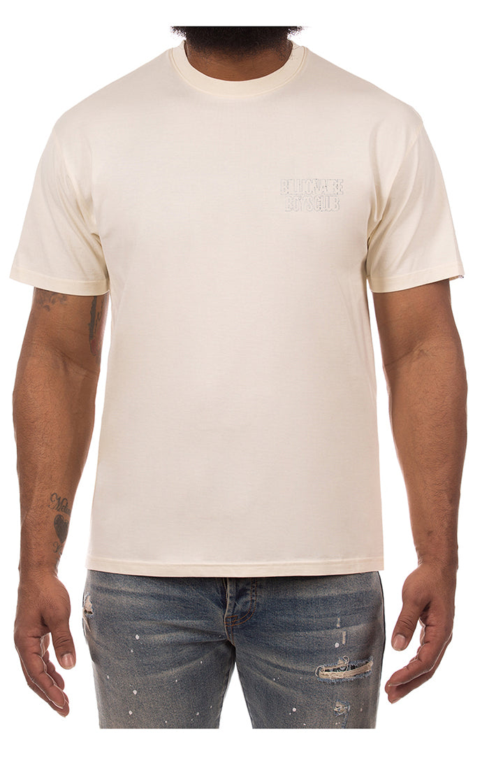 Front View of the Billionaire Boys Club BB Mantra SS Tee in winter white