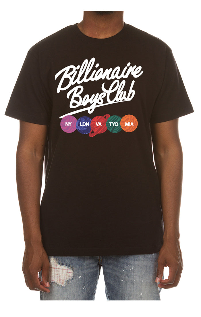 Front View of the Billionaire Boys Club BB Align SS Tee in black