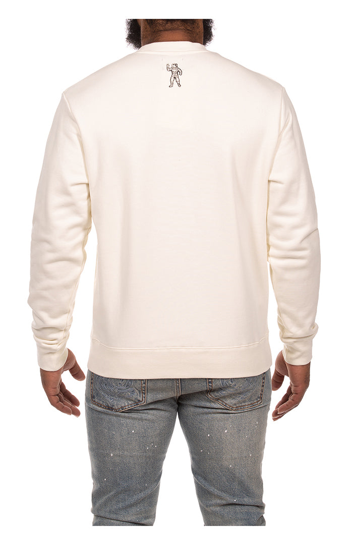Back View of the Billionaire Boys Club BB Small Script Sweatshirt in winter white
