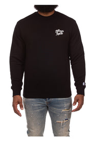 Front View of the Billionaire Boys Club BB Small Script Sweatshirt in black