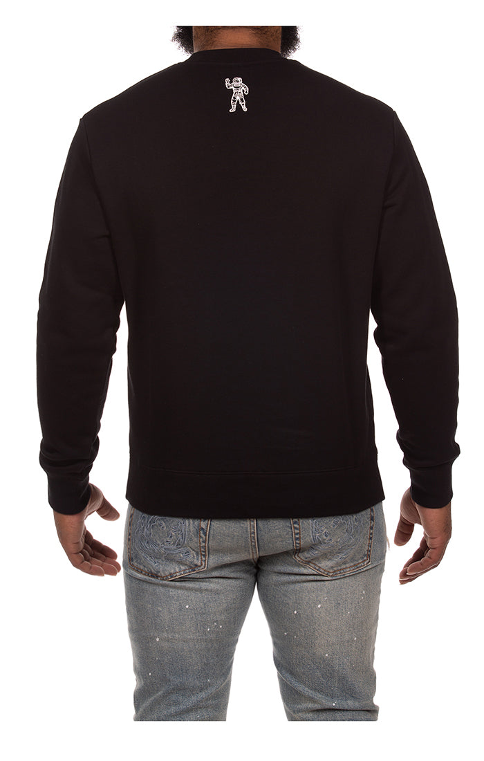 Back View of the Billionaire Boys Club BB Small Script Sweatshirt in black